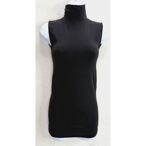 Tees By Tina Seamless Black Mock Neck Sleeveless Shirt Size OSFM NWT